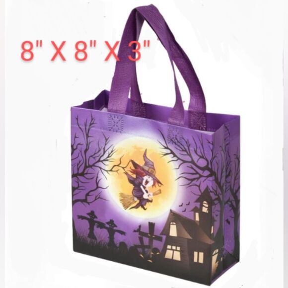 Halloween Trick Or Treat Tote Gift Bags with Handles Multicolor 12 Bags 8"X8"X3" - Picture 2 of 9